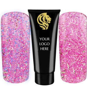 AcrylGel Night Light Glitter Pink HEMA/Di-HEMA FREE 30ml 10pcs